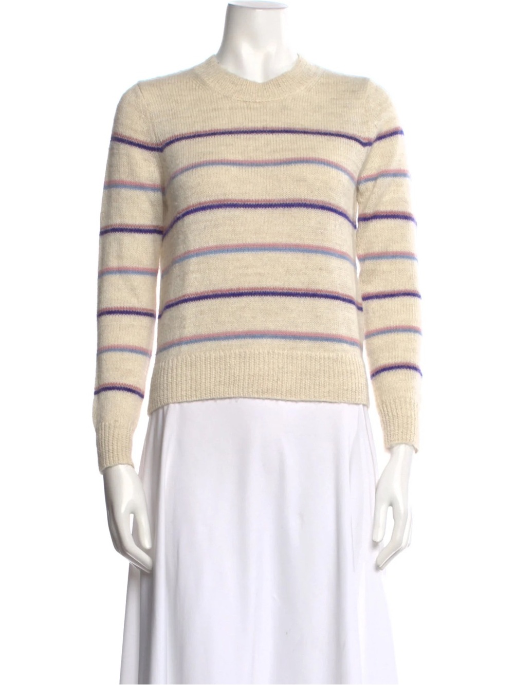 Isabel Marant Cream Crewneck Pastel Stripes Sweater Alpaca Wool 38